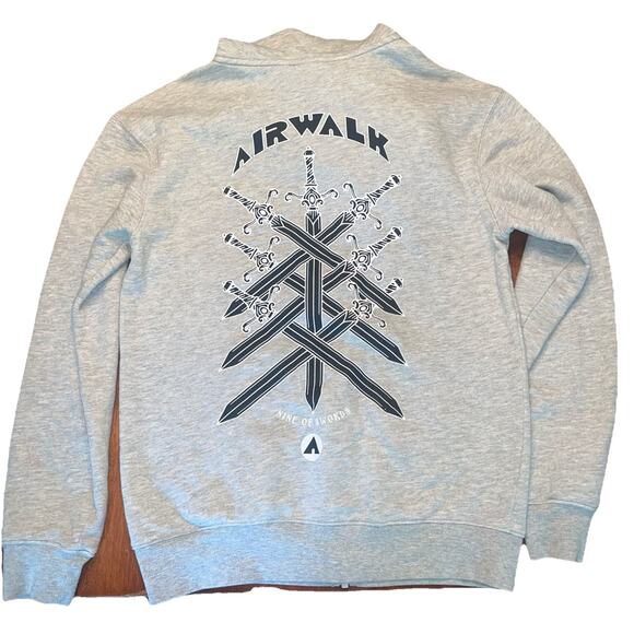 Adult M Airwalk Skate Shoe Brand Zip-Up Hoodie Sweatshirt Skateboards Swords - Picture 2 of 4